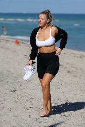 Camille Kostek in a White Bikini Top - Miami 01/06/2019