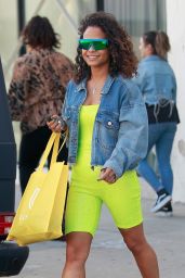 Christina Milian in Neon Green - Shops in Los Angeles 01/30/2019