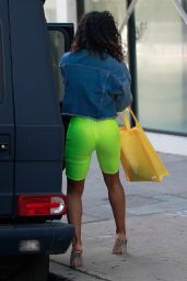 Christina Milian in Neon Green - Shops in Los Angeles 01/30/2019