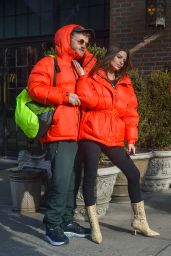 Emily Ratajkowski and Sebastian Bear-McClard in Red Parkas - New York City 01/25/2019