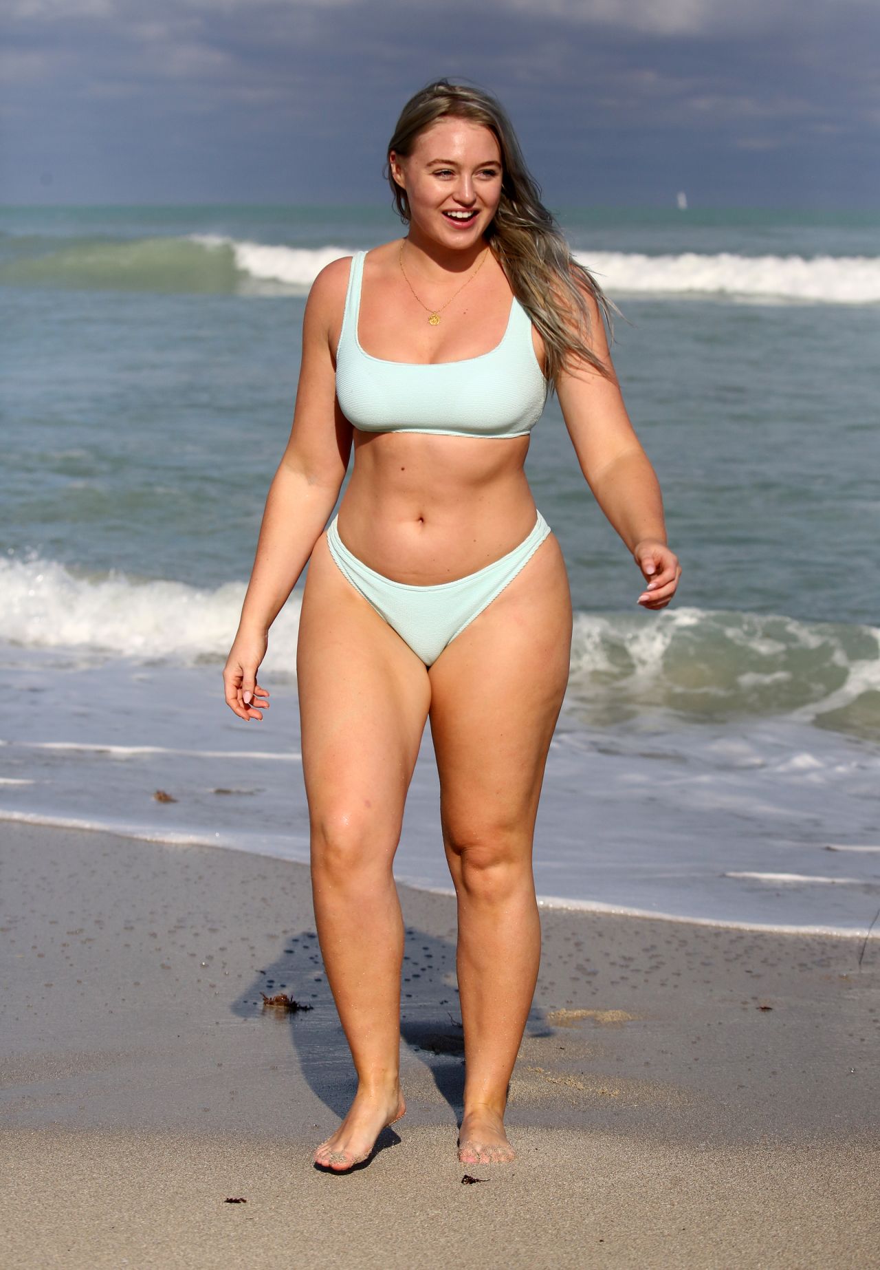 Iskra Lawrence in Pastel Bikini on the Beach in Miami 01/28/2019.