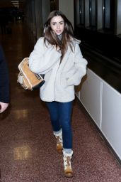 Lily Collins Winter Style - Arriving in Park City, Utah 01/25/2019