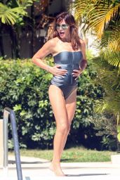 Lizzie Cundy in a Silver Swimsuit - Barbados 01/02/2019