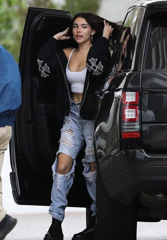 Madison Beer in Ripped Jeans and Dr. Martens Jadon Boots 01/13/2019