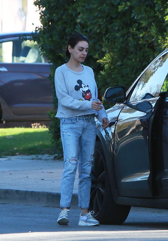 Mila Kunis Wearing a Mickey Mouse Sweater in LA 01/24/2019