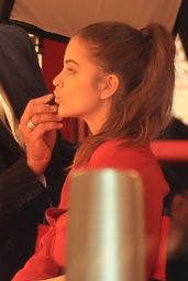 Barbara Palvin in a Red Mini Dress - Armani Pop Up Store in West Hollywood 02/21/2019