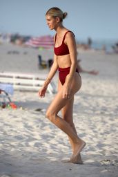 Devon Windsor in a Red Bikini on the Beach in Miami 02/23/2019