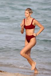 Devon Windsor in a Red Bikini on the Beach in Miami 02/23/2019