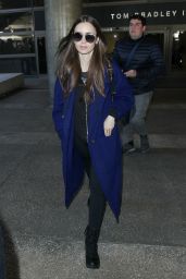 Lily Collins in Travel Outfit - LAX Airport 02/11/2019