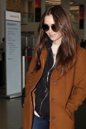 Lily Collins in Travel Outfit - LAX Airport 02/27/2019
