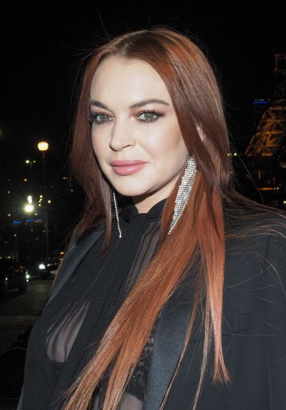 Lindsay Lohan Night Out Style - Paris 02/26/2019