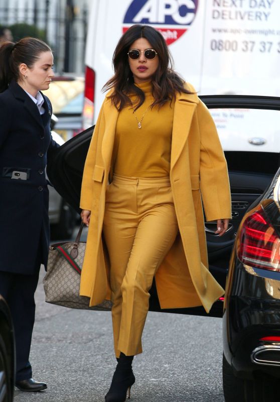 Priyanka Chopra in a Bright Yellow Pant-Suit 02/15/2019