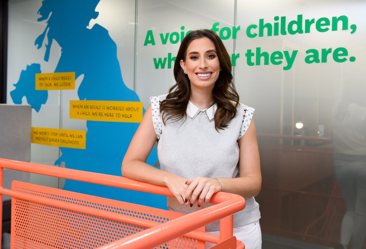 Stacey Solomon at Childline at the NSPCC's Head Office in London 02/19