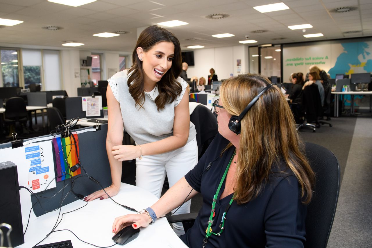 Stacey Solomon at Childline at the NSPCC's Head Office in London 02/19