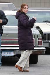 Alyson Hannigan - Tries Her Best to Keep Warm Filming in Vancouver 03/15/2019