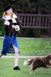Eleanor Tomlinson Playing With Her Dog 03/29/2019