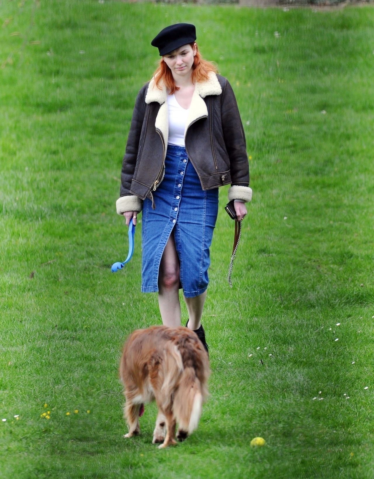 Eleanor Tomlinson Playing With Her Dog 03/29/2019 • CelebMafia