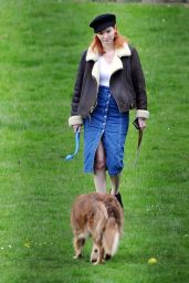 Eleanor Tomlinson Playing With Her Dog 03/29/2019