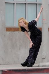 Elle Fanning - Filming a Music Video For Her New Movie "Teen Spirit" in LA