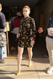 Joey King in Mini Dress Out in NYC 03/14/2019
