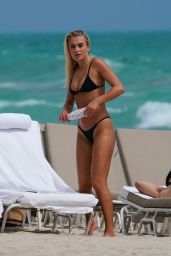 Katarina Elle Zarutskie in a Black Bikini at the Beach in Miami 03/16/2019