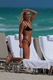 Katarina Elle Zarutskie in a Black Bikini at the Beach in Miami 03/16/2019
