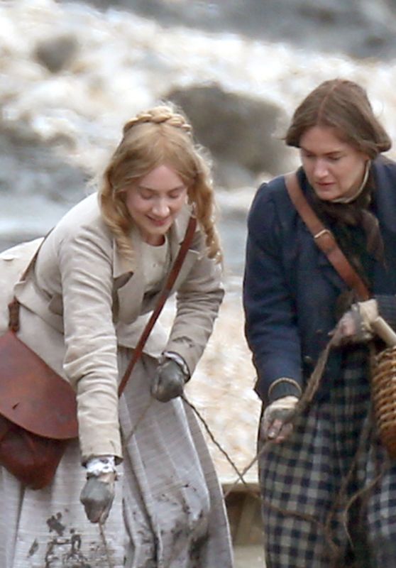 Kate Winslet and Saoirse Ronan - Filming "Ammonite" in Charmouth 03/18/2019