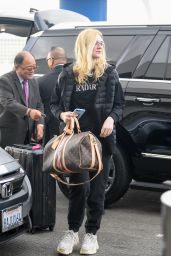 Elle Fanning Travel Style - LAX Airport in Los Angeles 04/03/2019