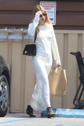 Emma Roberts in a White Maxi Dress - LA 04/26/2019