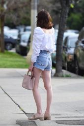 Emma Roberts Leggy in Jeans Shorts LA 04/14/2019