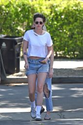 Kristen Stewart in Jeans Shorts - Leaving Little Dom