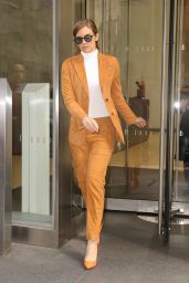 Lauren Cohan in a Orange Outfit in NYC 04/04/2019