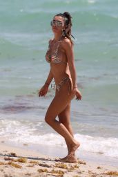 Metisha Schaefer Wears Animal Print Bikini - Beach in Miami 04/18/2019