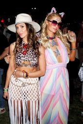 Paris Hilton in a Rainbow Fantasy Dress at Coachella 04/12/2019