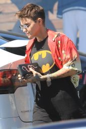Ruby Rose Wearing an I conic Batman T-Shirt - LA 04/17/2019