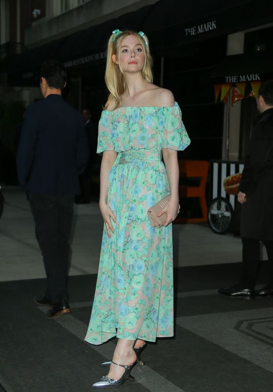 Elle Fanning in a Floral Dress - NYC 05/02/2019