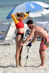 Eugenie Bouchard - Works Out on the Beach in Miami Beach 05/18/2019