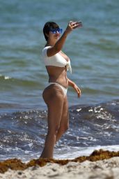 Jackie Cruz in White Bikini on Miami Beach 04/28/2019