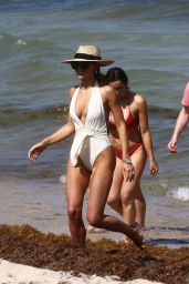 Keleigh Sperry in a White Swimsuit in Miami 05/04/2019