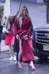 Lindsey Vonn in Red Slitted Dress - Arrives at the NBC Upfronts in NY 05/13/2019