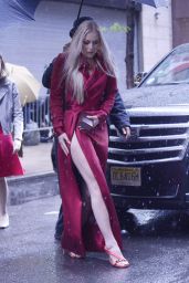 Lindsey Vonn in Red Slitted Dress - Arrives at the NBC Upfronts in NY 05/13/2019