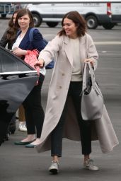 Mandy Moore in Chic Coat and Snazzy Snake Print Sneakers 05/08/2019