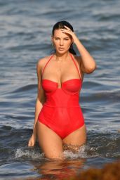 Zita Vass in a Red Swimsuit on Miami Beach 05/12/2019