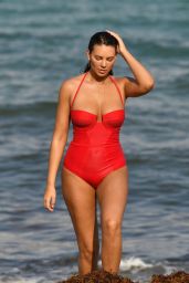 Zita Vass in a Red Swimsuit on Miami Beach 05/12/2019