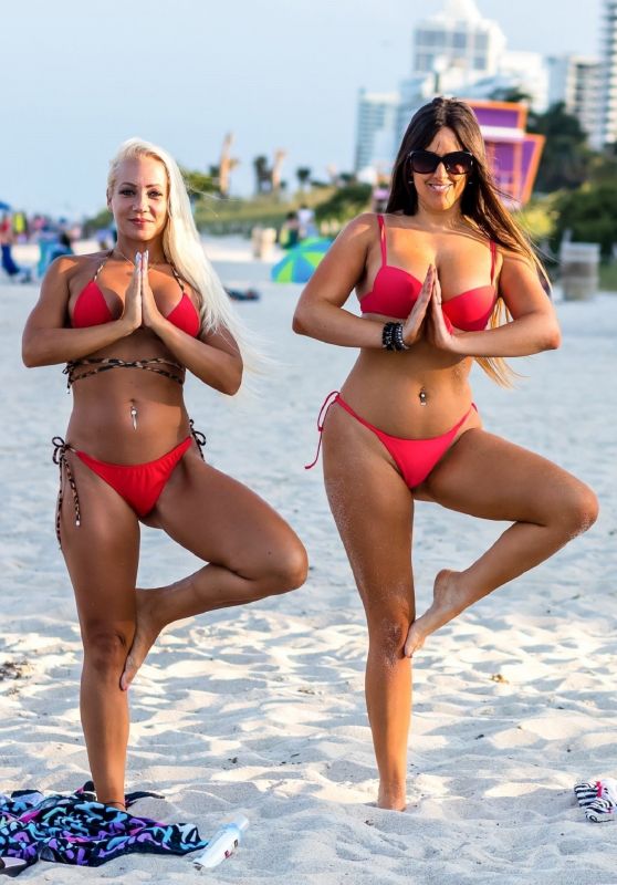 Claudi Romani and Daisy Jae in Bikinis on the Beach in South Beach 06/23/2019