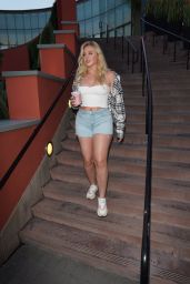 Iskra Lawrence in Jeans Shorts - Leaving Starbucks in LA 06/08/2019