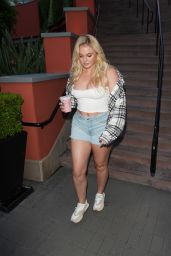 Iskra Lawrence in Jeans Shorts - Leaving Starbucks in LA 06/08/2019