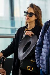 Jessica Alba in Travel Outfit - Heathrow Airport in London 06/14/2019