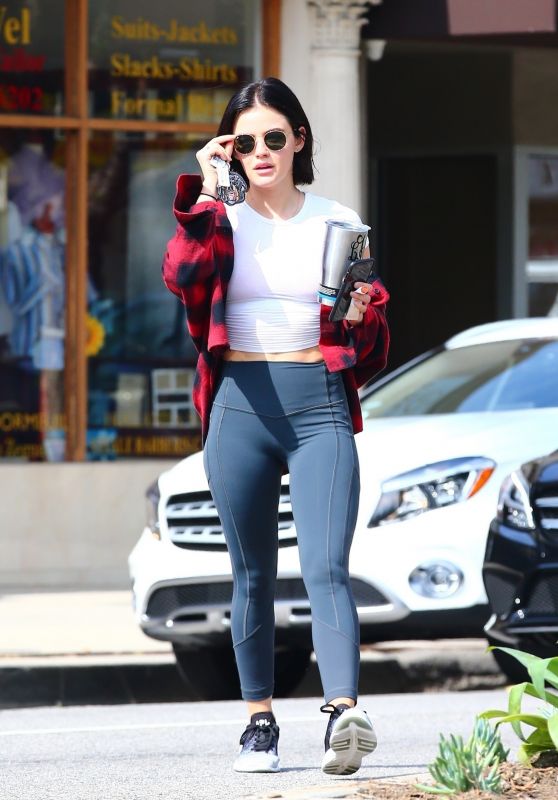 Lucy Hale in Tights - Leaving a Gym in Studio City 06/02/2019