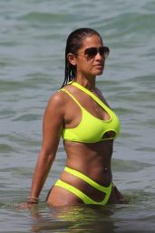 Rocsi Diaz in a Neon Yellow Bikini on the Beach in Miami 06/11/2019